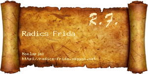 Radics Frida névjegykártya